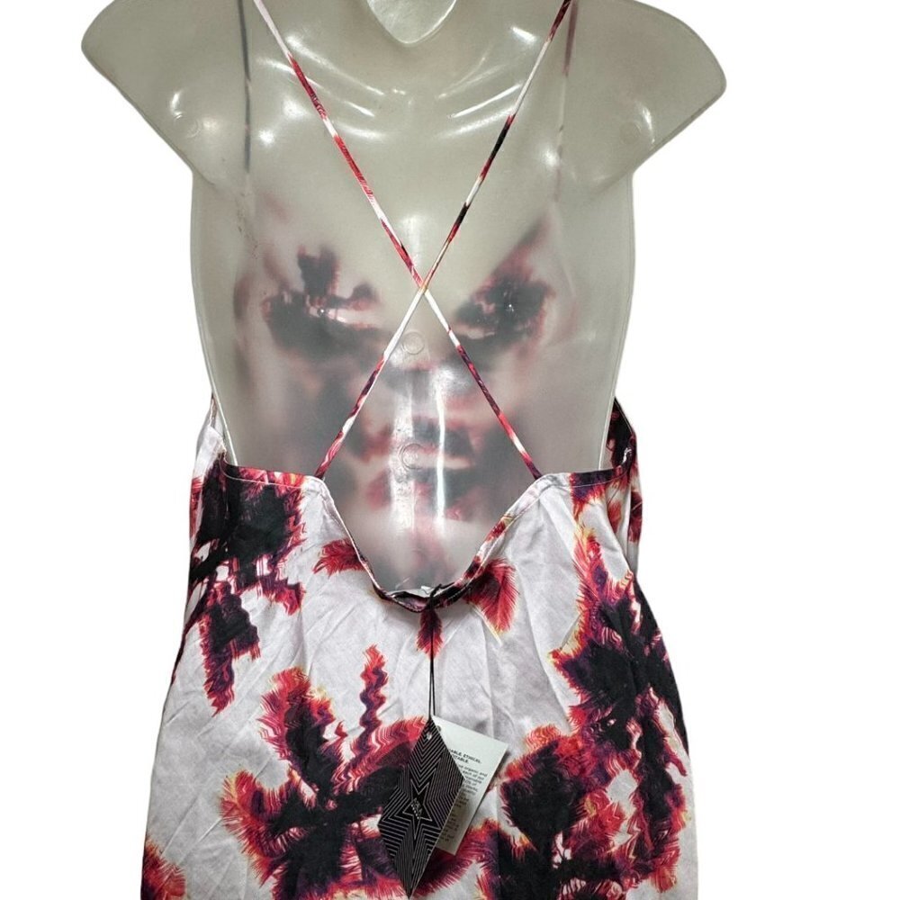 NWT Area Stars Palm Print Mini Slip Dress‎ Size L Women $125 - Picture 8 of 9